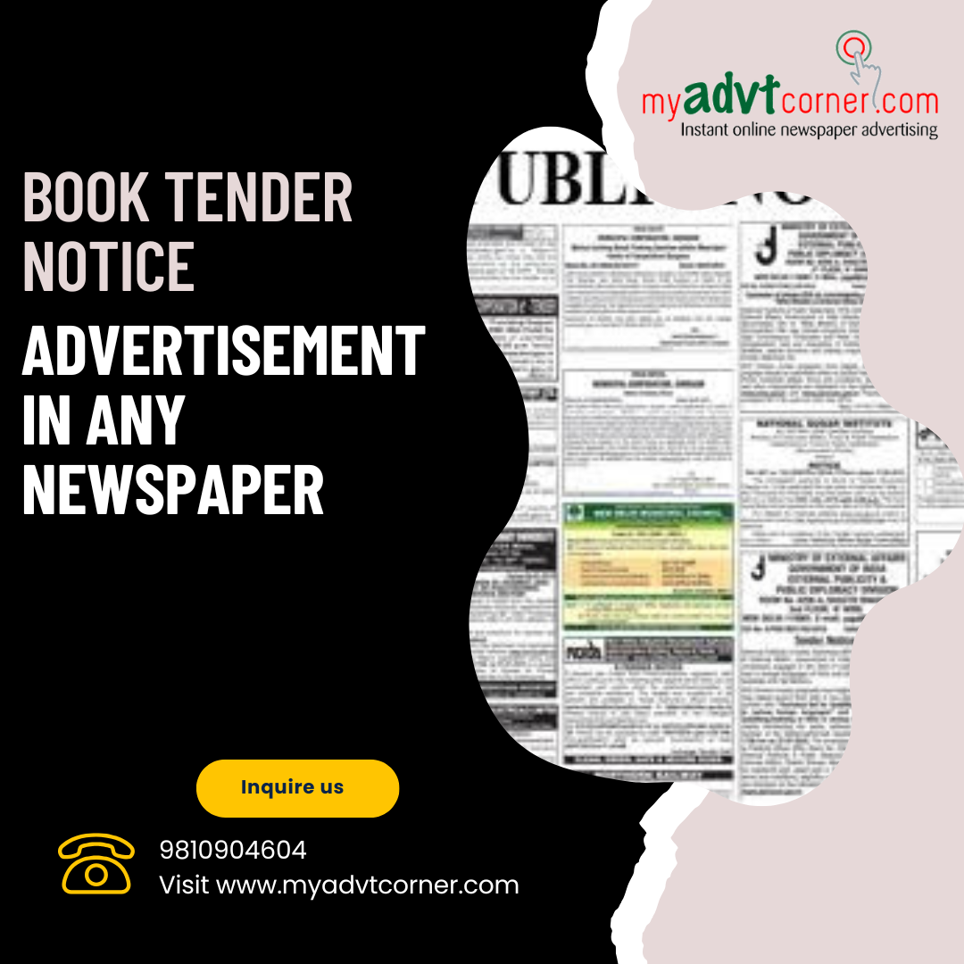 Tender Notice Ads for Newspaper