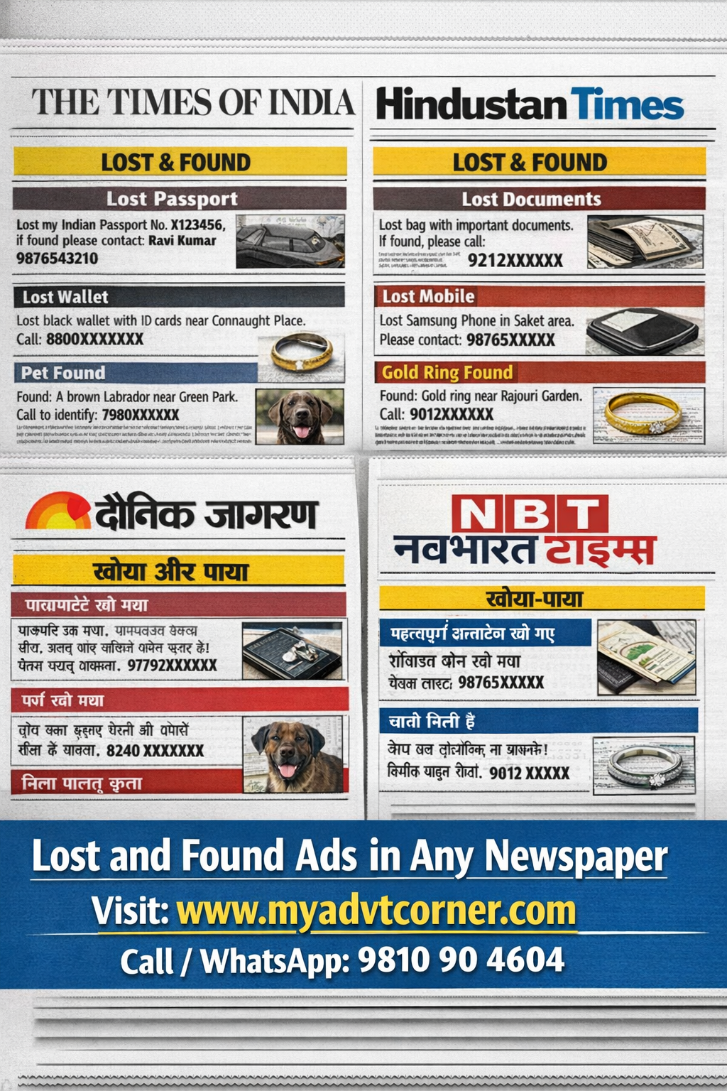 Lost and found ads in newspapers