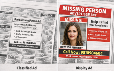 Missing Person Ad in Newspaper Made Easy: Online Booking by Myadvtcorner